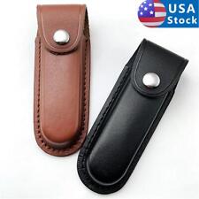 Durable Leather Knife Sheath Folding Pocket Knife Protect Cover Pouch Tool picture