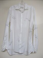 ETRO white shirt black bird pattern button down mens dress shirt sz 15 eu 40 picture