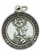 St Michael The Archangel Sterling Silver Protect Us 13/16 Inch Medal 24 In Chain picture