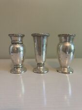 Pottery Barn Antiqued Silver Plated Twist Weighted Bud Vases Set Of Three picture
