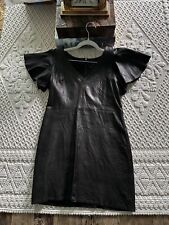 Valentino Short Sleeve Lace Puff-Sleeve Leather Dress in Black - ORIGINAL $2000 picture