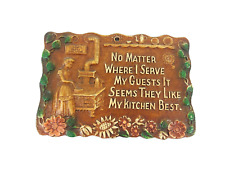 Vintage Syroco Faux Wood Kitchen Prayer Blessing Quote Wall Plaque 8.5