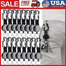 2-50PC Pull Ring Stainless Steel Heavy Duty Retractable Key Chain Recoil Keyring picture