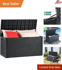 Large Resin Deck Box 100 Gallon Weatherproof Secure Lockable Black Storage picture