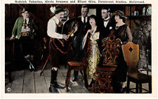 Rudolph Valentino, Gloria Swanson, Elinor Glyn Paramount Stud postcard Vintage picture