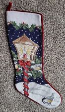 Lands' End Wool Needlepoint Christmas Stocking BLANK Birds Lantern Discontinued picture