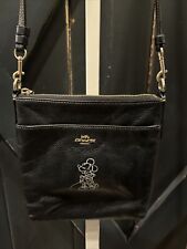 Disney x COACH Minnie Mouse Motif Black Leather Crossbody Messenger Bag - EUC picture