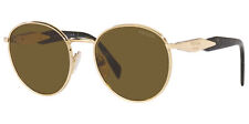 Prada Women's Pale Gold-Tone Round Sunglasses - PR56ZS-ZVN01T-54 - Made in Italy picture