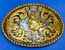 Vintage nocona Country bLine Square Dancing Couple western two-tone belt buckle picture