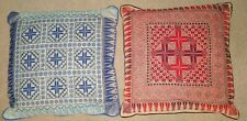 2 Beautiful Vintage Intricate Stitch Square Pillow Cover / Wall Hanging ~ INDIA* picture