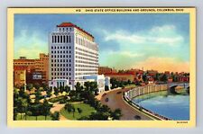 Columbus OH-Ohio, Ohio State Office Building And Grounds, Vintage Postcard picture