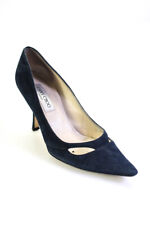 Jimmy Choo Womens Suede Pointed Toe Cut Out Pumps Navy Blue Size 38 8 picture
