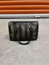 Vintage Fendi Pequin Striped Brown Leather Handbag Bag Khaki Black Flawed picture