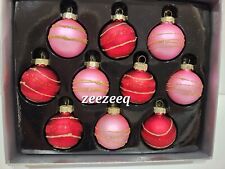 Rachel Roy Christmas MINI Pink Red Glass Ornaments Shabby Chic Victorian 1.5