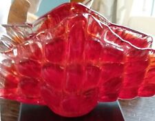 Vintage Italian red Murano glass quilted napkin holder picture