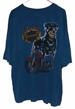 Vintage Harley Davidson Single Stitch T-shirt USA Big Dog Print Mens 2XL Blue picture