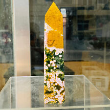 325g Natural Marine Jasper Obelisk Quartz Crystal Energy Column Reiki Healing picture