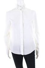 Akris Punto Womens Long Sleeve High Neck Button Front Blouse White Size 6 picture