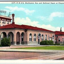 c1930s Cheyenne WY Chicago Burlington Quincy CBQ Depot Railway Bus Trailway A203 picture