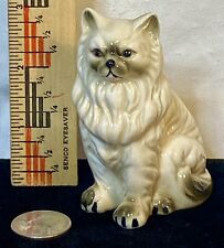 Vintage 3” Kitty Cat Figurine Statue White & Gray Persian Ceramic Porcelain picture