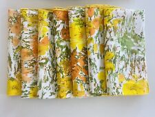 7 Vintage Cloth Cocktail Dinner Napkins  MOD Abstract Orange Yellow Floral NOS picture