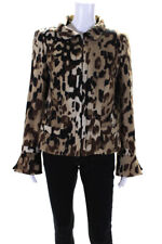Escada Womens Wool Spotted Print Hook Eye Jacket Brown Size 38 picture