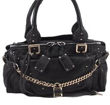 Authentic Chloe Vintage Chain Paddington Leather Hand Bag Black 8958E picture