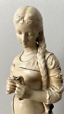 24.5”H Large HIP MOREAU BY ALEXANDER BACKER CO GIRL HOLDING FLOWER STATUE-SIGNED picture