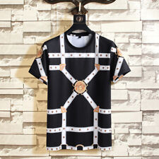 Summer Men's Versace Crew Neck T-Shirt Black and White picture