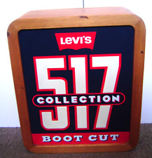 Vintage Levis 517 Collection Boot Cut Advertising Store Sign 2 Sided Wooden Fram picture