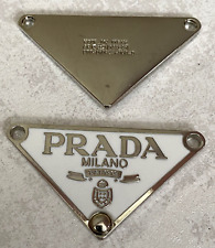 LOT of 2 Prada Milano Logo little  Button Plate Metal Emblem Triangle Plate picture
