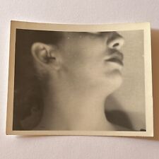 Vintage B&W Photograph Snapshot Odd Abstract Beautiful Young Woman Neck Lips picture