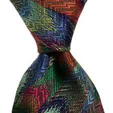MISSONI Men's 100% Silk Necktie ITALY Designer Geometric Multi-Colored EUC picture