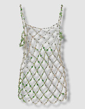 $1095 Dries Van Noten Women's Green Multi Bead-Embellished Mesh Top One Size picture