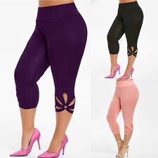 Plus Size Womens Stretch Capri Skinny Pants Ladies Cropped Workout Yoga Trousers picture