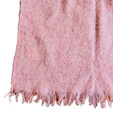 HAND ACRAFT Scotland Mohair Wool 51X68 Pink FRINGE BLANKET SCARF Fuzzy Woven picture