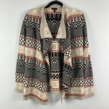 Escada Sweater Open Cardigan Size M 100% Wool Geometric Multicolor Aztec picture