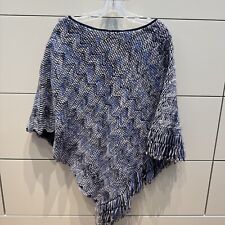 Missoni Chevron Italian Knit Wool Blend Blue Poncho One Size Italy - Never Worn picture
