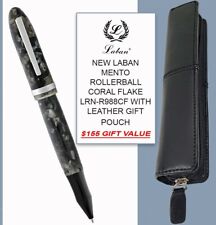 NEW CORAL FLAKE LABAN MENTO ROLLERBALL LRN-R988CF & LEATHER POUCH - $155 VALUE picture
