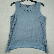 Simply Vera Vera Wang Blouse Womens XL Blue Lace Eyelet Sleeveless Tank Lined picture