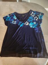 Womens M Simply Vera Blue Floral Vera Wang top  Rayon picture