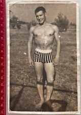 Shirtless Man Beefcake Handsome Young Guy Muscle Gay Interest Vintage Photo picture