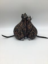 Vintage Handmade Primitive Black Cats Sculpture Wire Whiskers & Tail 9