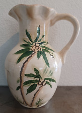 Tabletops Gallery Escada  Ceramic Pitcher With Coconut Palm Trees 9.77