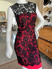 D&G by Dolce & Gabbana Vintage Black Lace Overlay Red Cocktail Dress  picture
