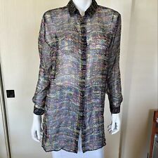 Etro Shirt Womens Large 48 Silk Long Sleeve Blouse picture