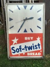 Vintage Soft Twist  Bread  Advertising Wall Clock Sign 44 x30 x 8 picture