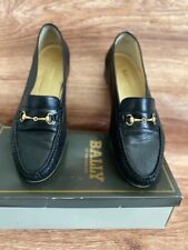 Bally Vintage Loafers Men's 10.5 Switzerland Triest Black Leather Gold Buckle picture