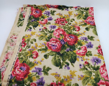 5+ yds 5th Avenue Designs 100% Pure Linen Loose Weave Fabric Floral Red Roses picture