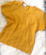 Vtg Escada by Margaretha Ley 100% Silk Blouse Yellow Short Sleeve Size 38 Large picture